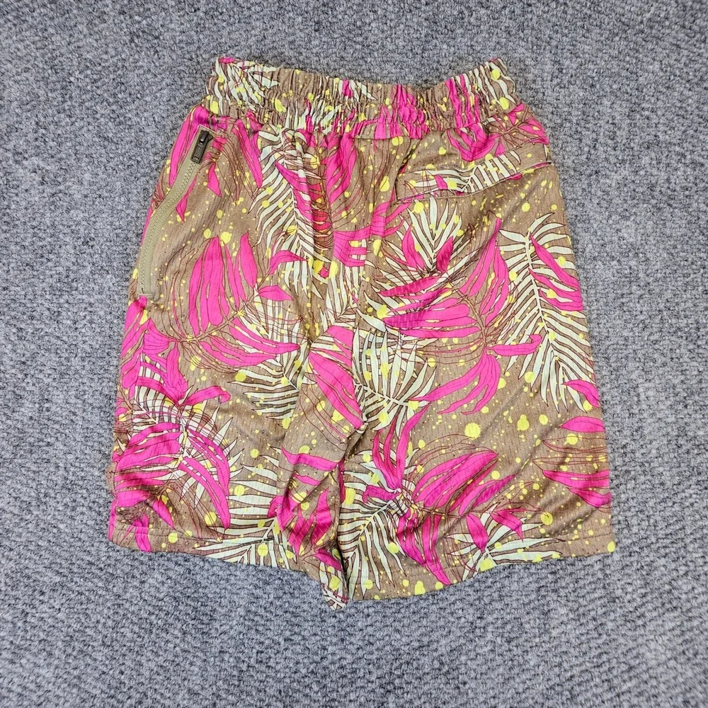 Jordan Mens Tropical Palm Print Basketball Shorts Pink Tan Splatter Small